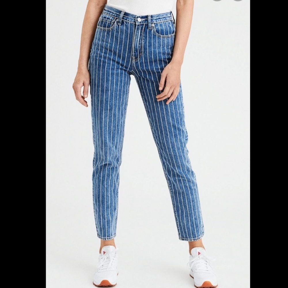 American Eagle striped Mom Jeans